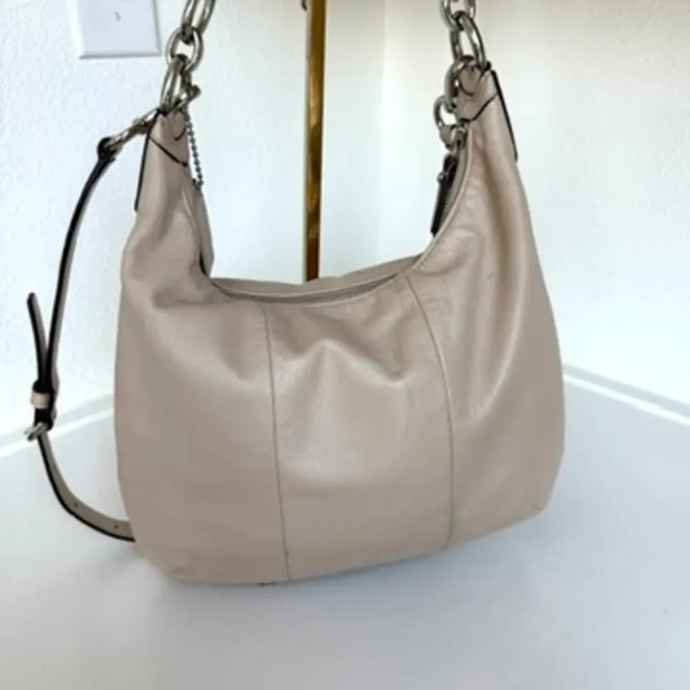 Coach Leather Shoulder Bag Crossbody Beige F22306‎ Convertible Classic